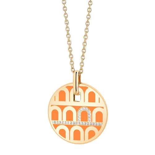 L'Arc de DAVIDOR Pendant GM, 18k Yellow Gold with Lacquered Ceramic and Porta Diamonds