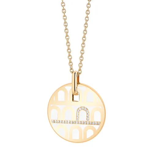 L'Arc de DAVIDOR Pendant GM, 18k Yellow Gold with Lacquered Ceramic and Porta Diamonds