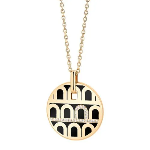 L'Arc de DAVIDOR Pendant GM, 18k Yellow Gold with Lacquered Ceramic and Porta Diamonds