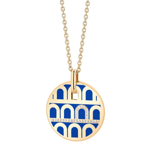 L'Arc de DAVIDOR Pendant GM, 18k Yellow Gold with Lacquered Ceramic and Porta Diamonds