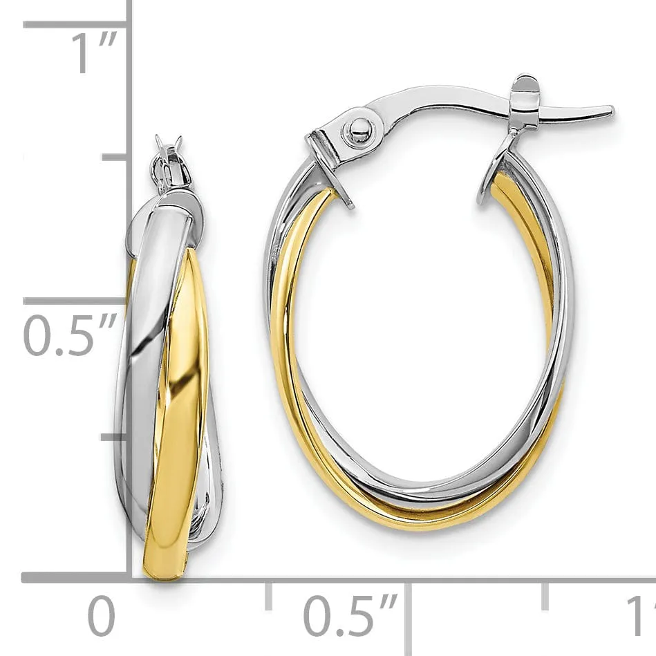 Leslie 10K Two Tone Gold Polished Hoop Earrings