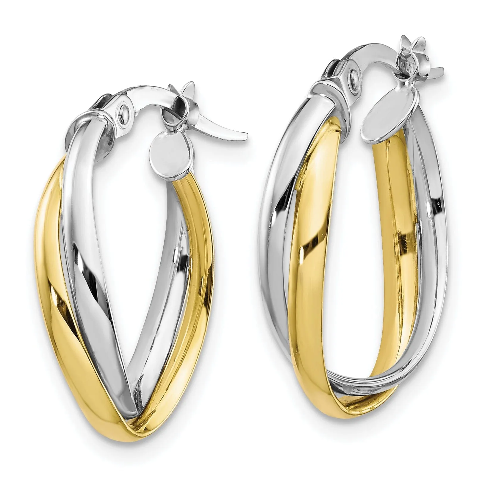 Leslie 10K Two Tone Gold Polished Hoop Earrings
