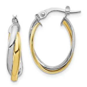 Leslie 10K Two Tone Gold Polished Hoop Earrings