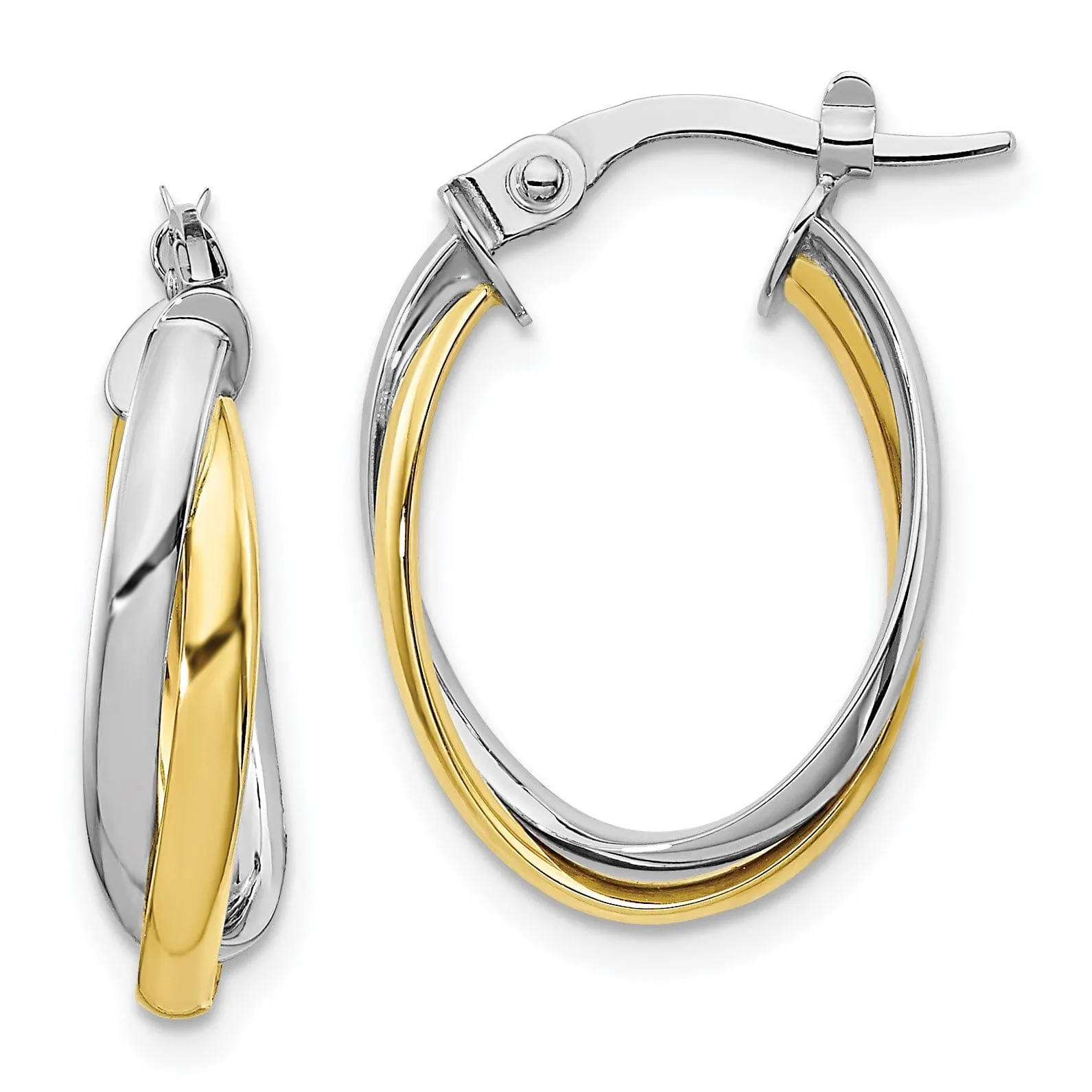 Leslie 10K Two Tone Gold Polished Hoop Earrings