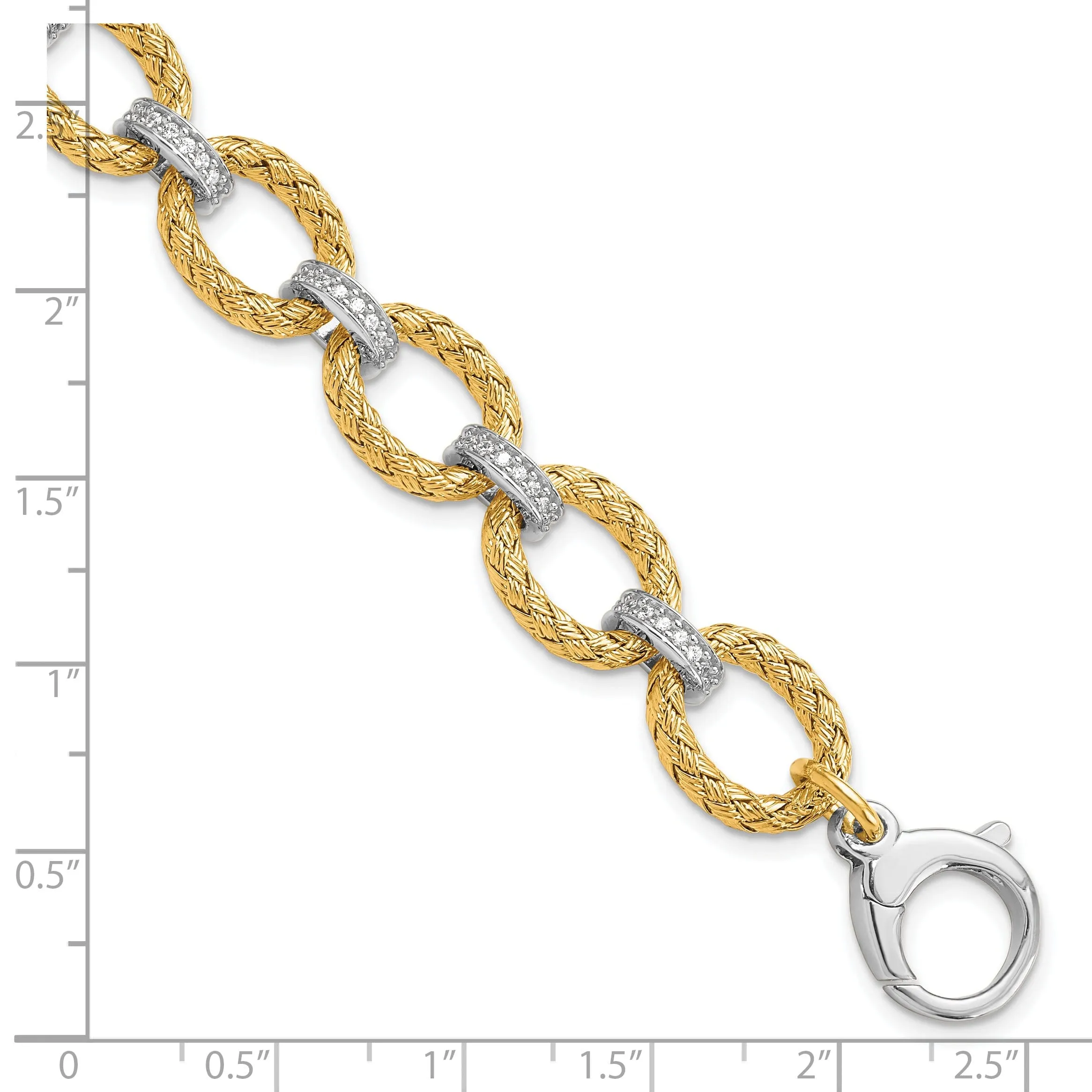 Leslie Silver Gold-tone C.Z Woven Link Bracelet
