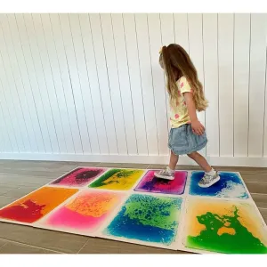 Liquid Floor Tiles Assorted Color Squares - 9 Piece Set