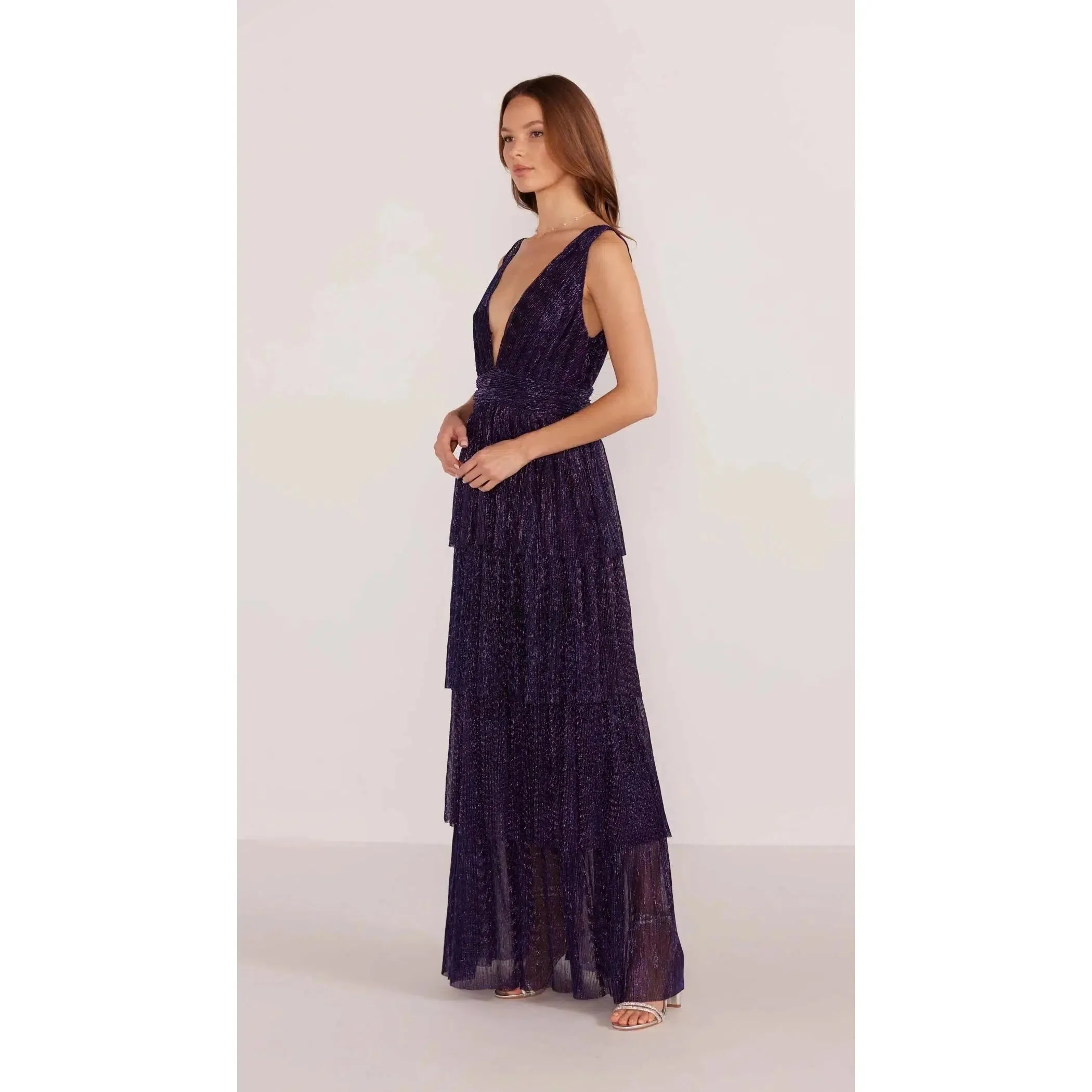 LUREX PLISSE MAXI DRESS