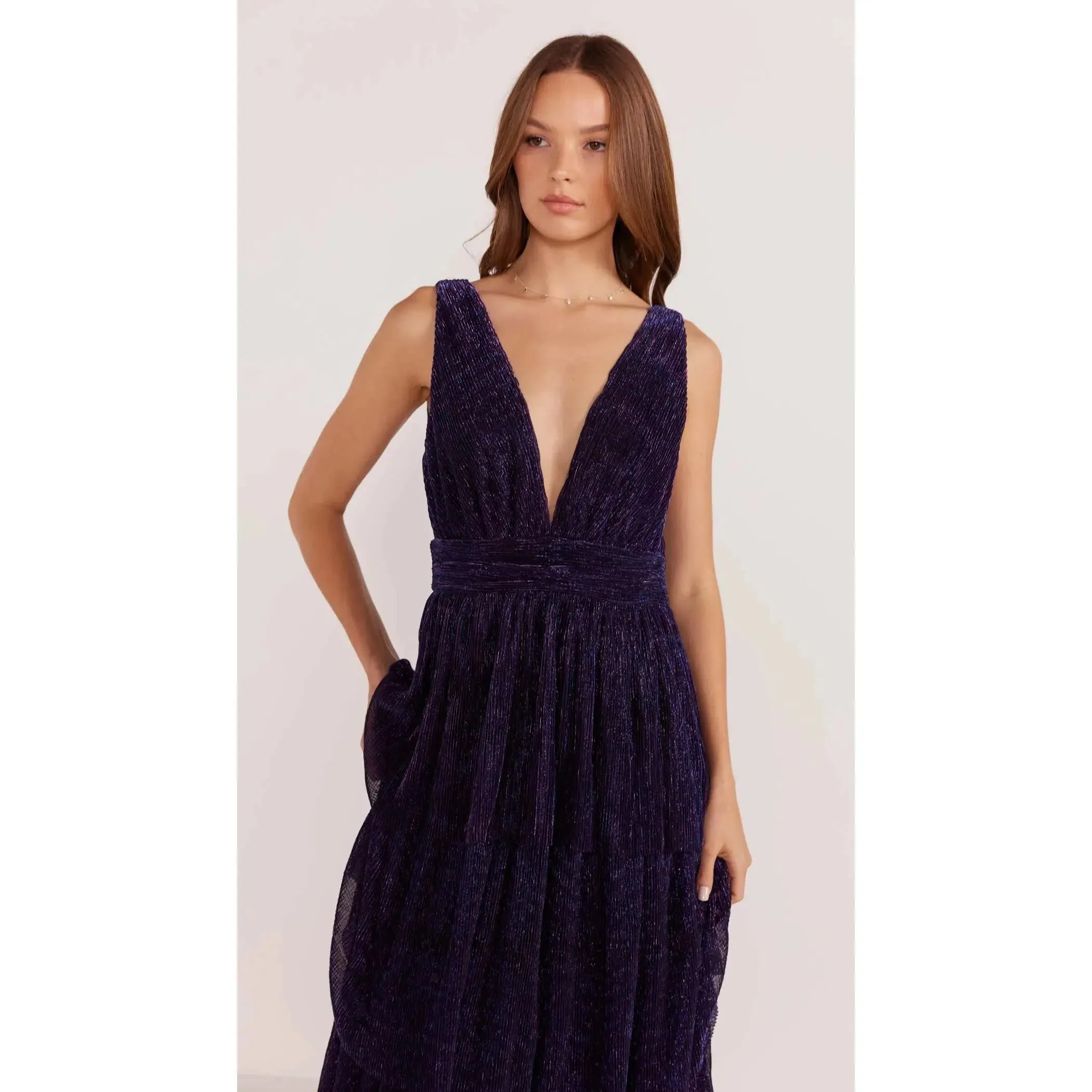 LUREX PLISSE MAXI DRESS