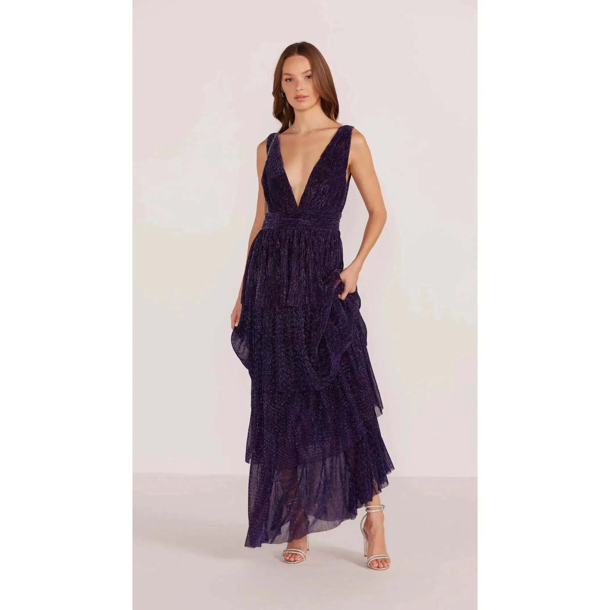 LUREX PLISSE MAXI DRESS