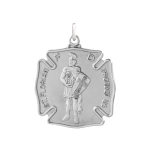 Marathon Stainless Steel St. Florian Medal Necklace 24"
