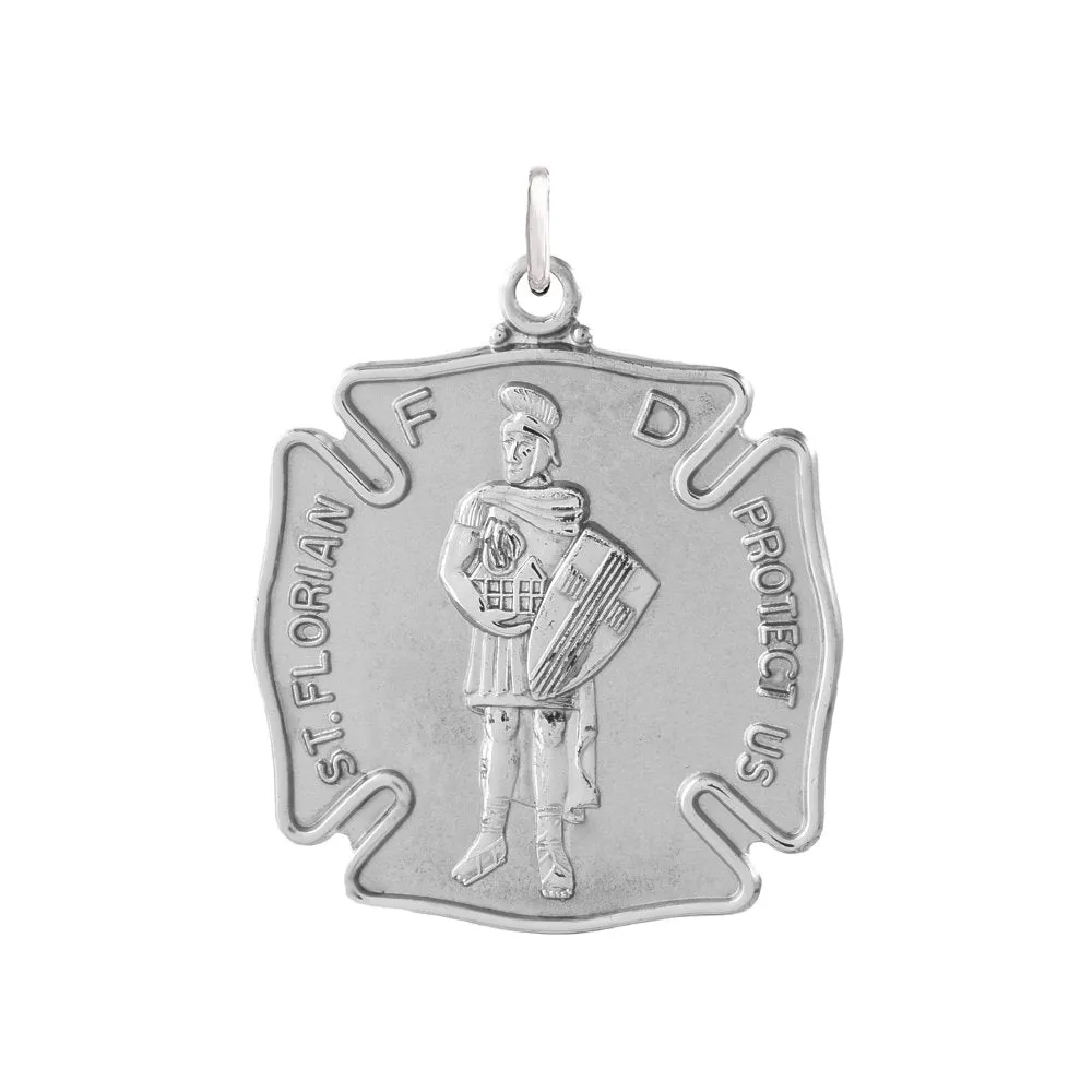 Marathon Stainless Steel St. Florian Medal Necklace 24"