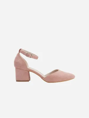 Marcelle Vegan Velvet Low Heels | Dusty Pink