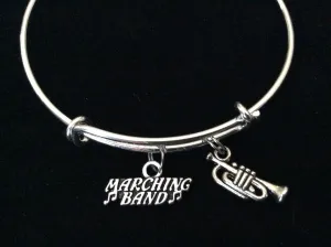Marching Band Silver Trumpet Charm Expandable Bracelet Adjustable Wire Bangle Gift Trendy Musician Music teacher Notes Handmade Inspired