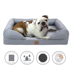 Memory Foam Pet Lounger with Removable Slip Cover and Padded Backrest