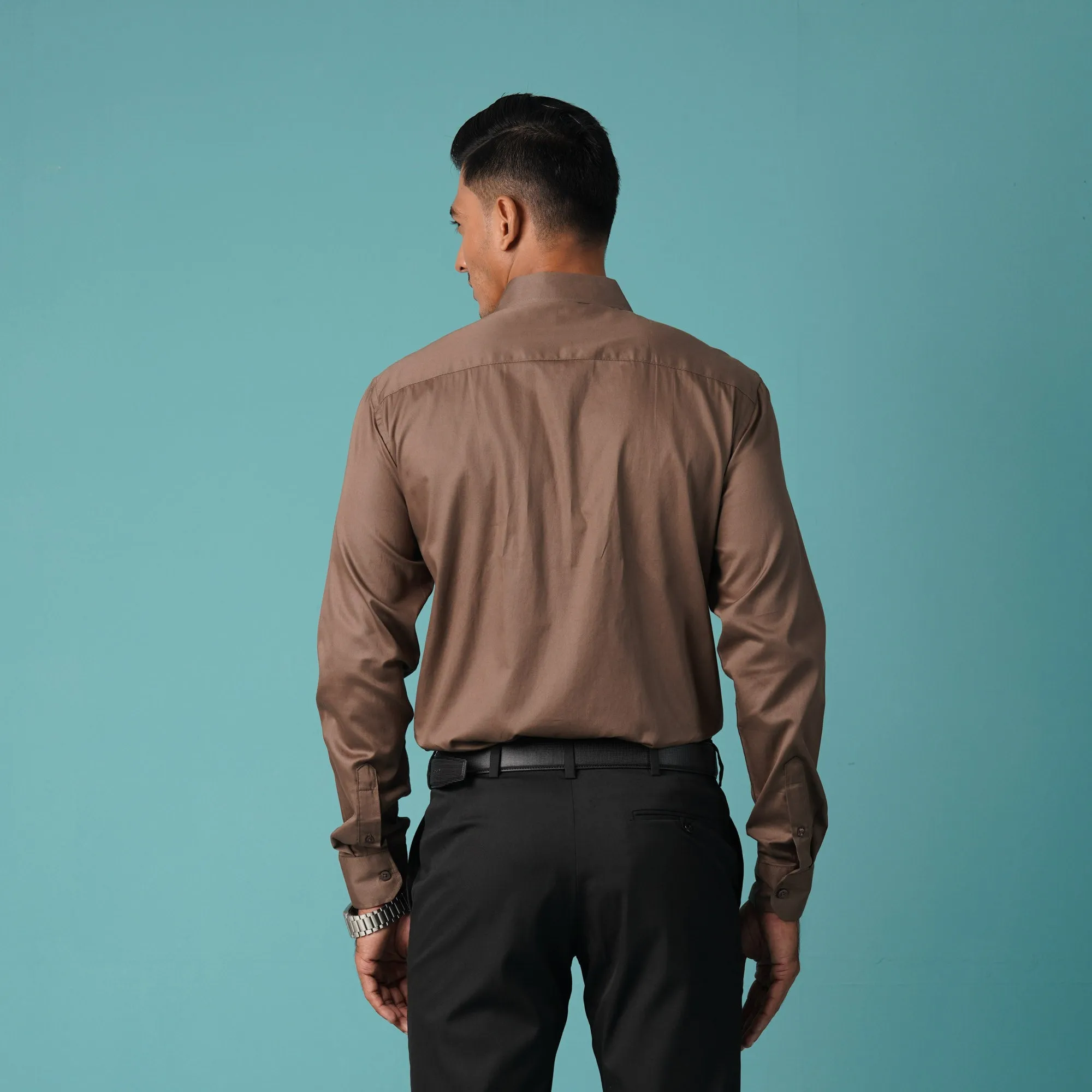 Mens Formal Shirt-Brown