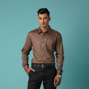 Mens Formal Shirt-Brown