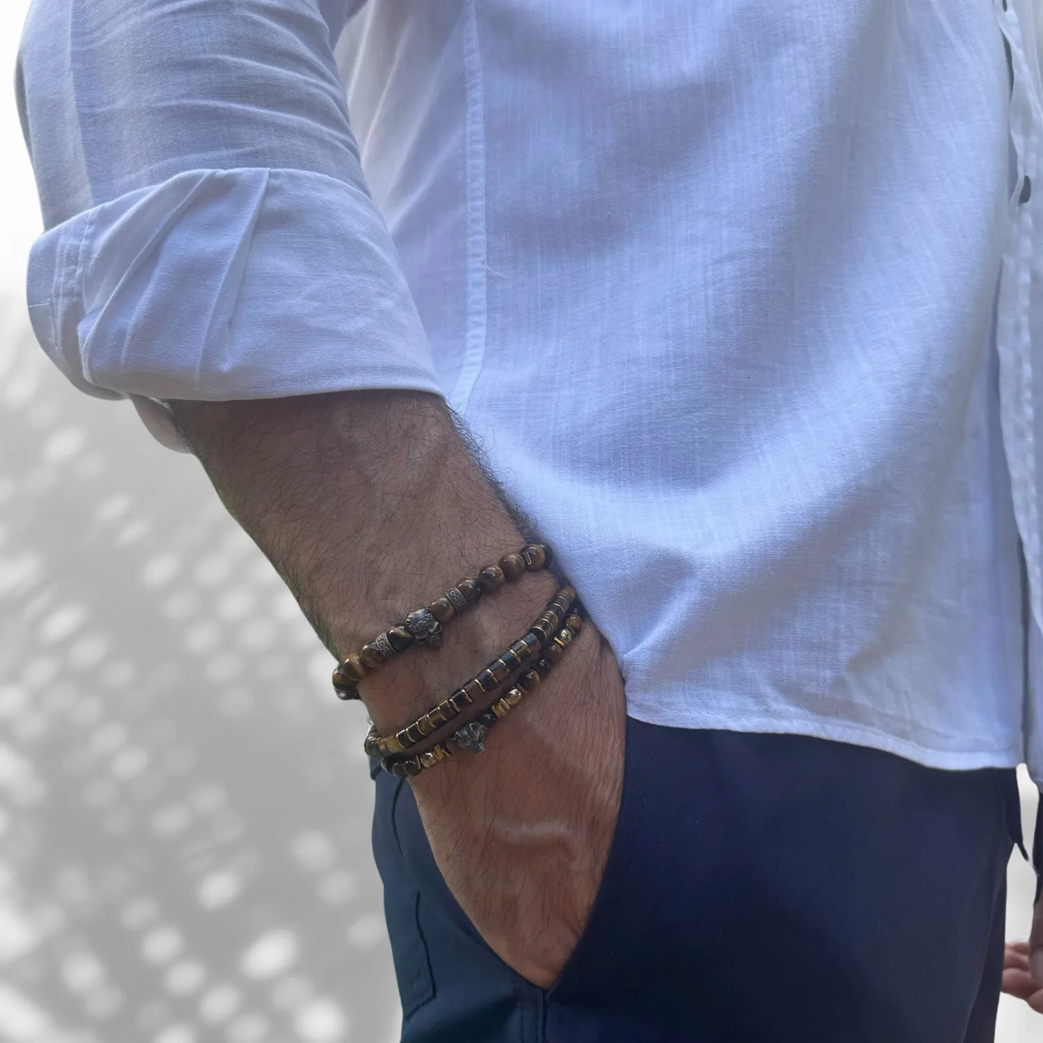 Men's Tiger's Eye Stone Adjustable Balance Bracelet