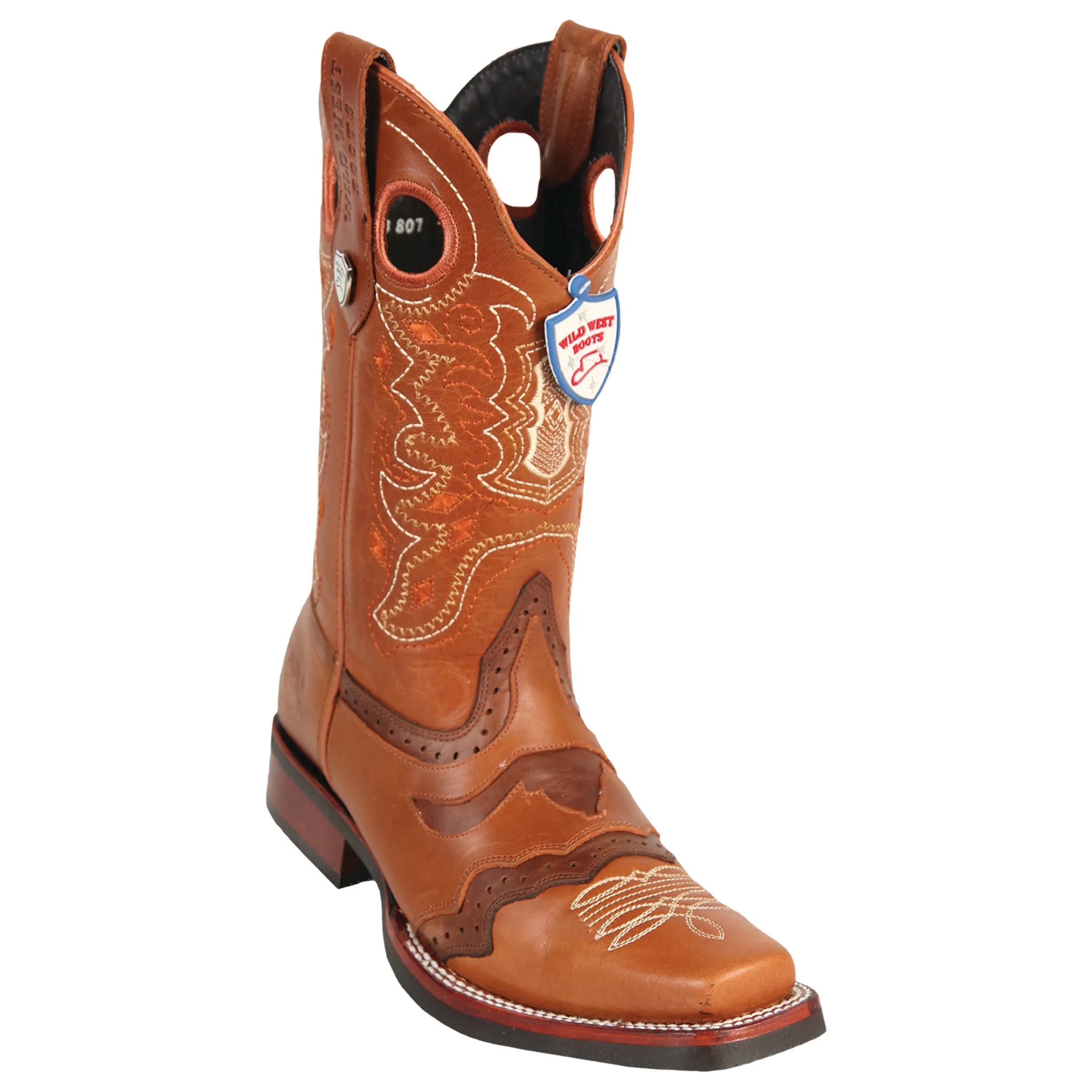 Men's Wild West PullUp Saddle With Rubber Sole Boots Square Toe