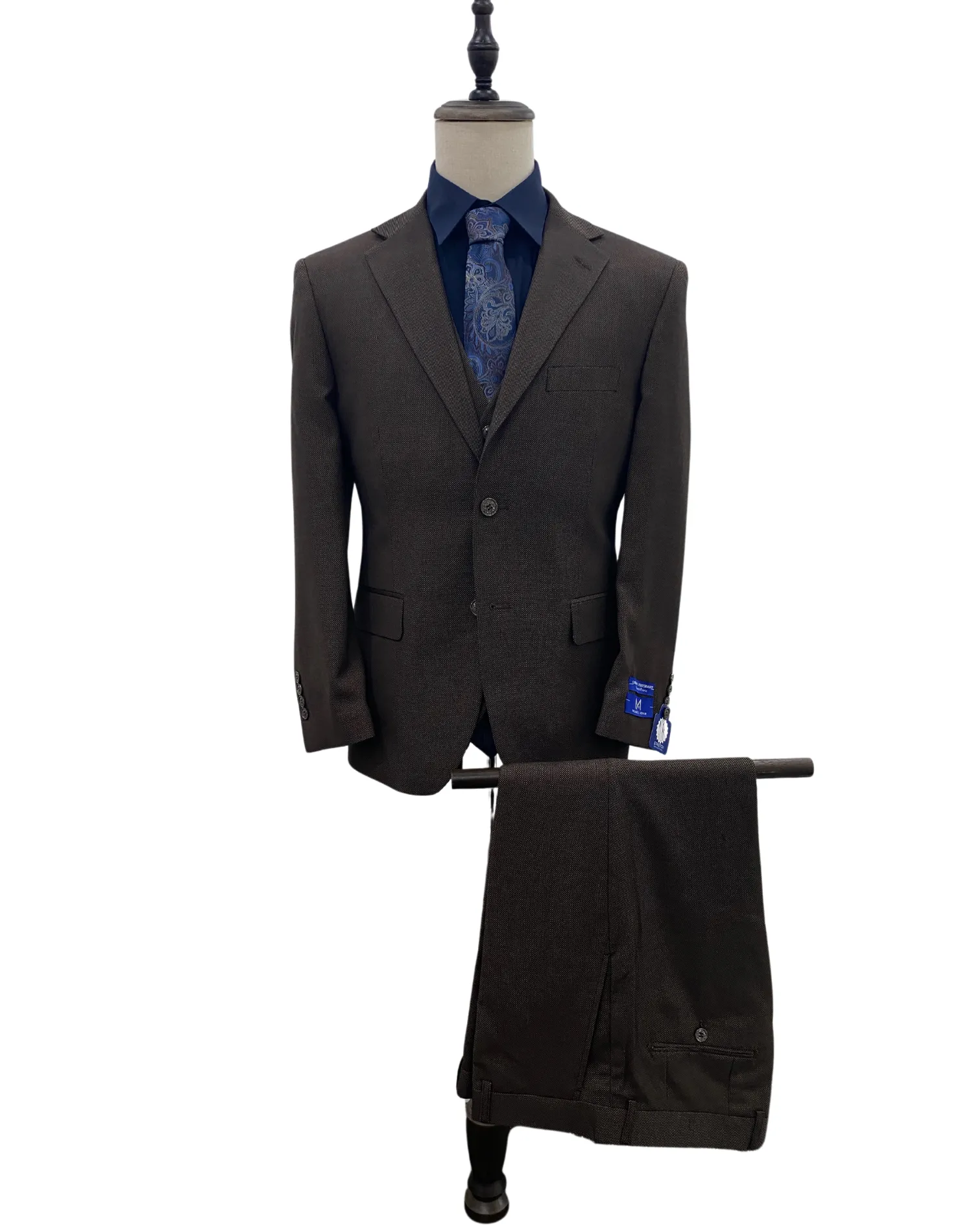 Michael Adams Textured Modern Fit Vested Suit - Taupe Brown 3220