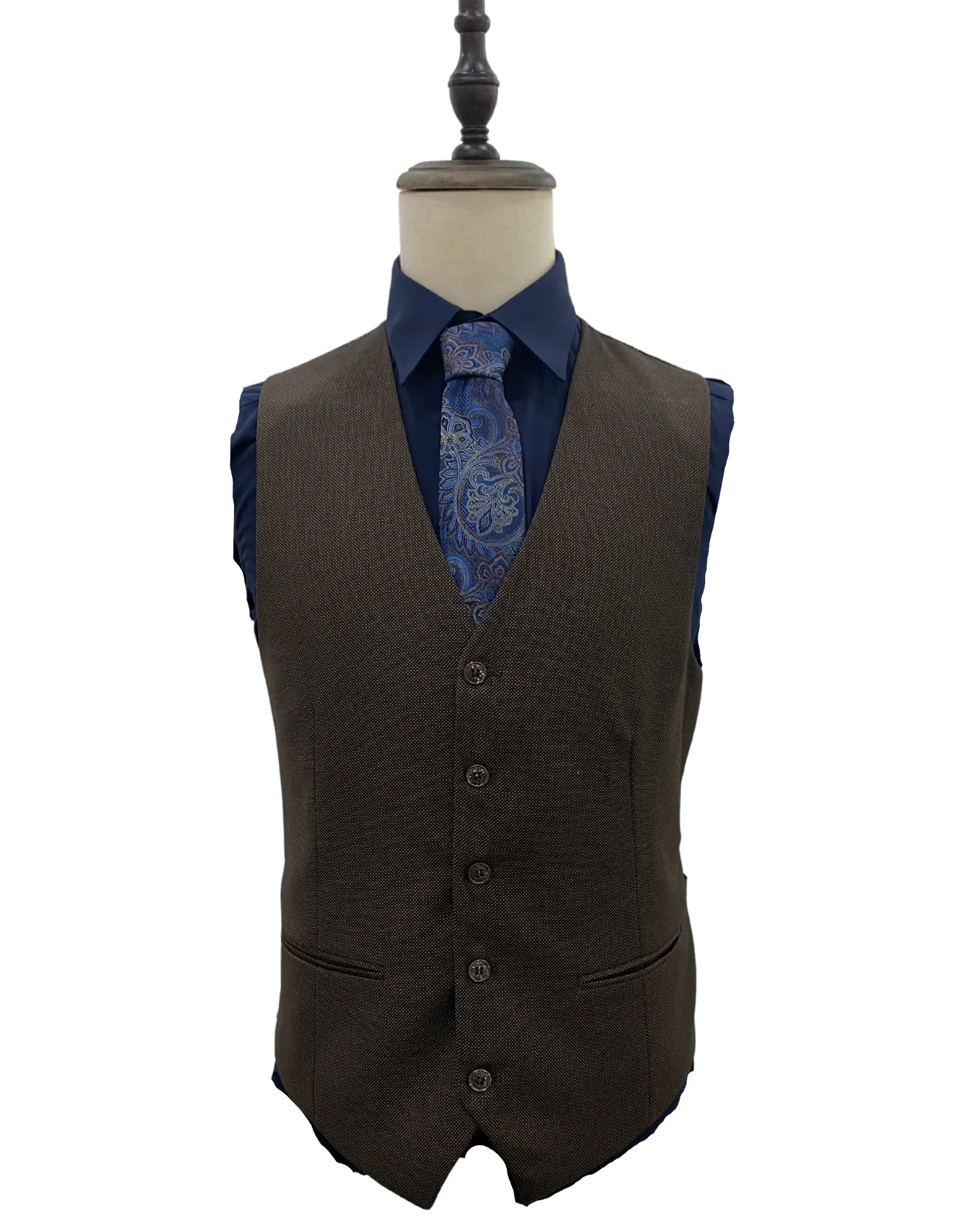Michael Adams Textured Modern Fit Vested Suit - Taupe Brown 3220