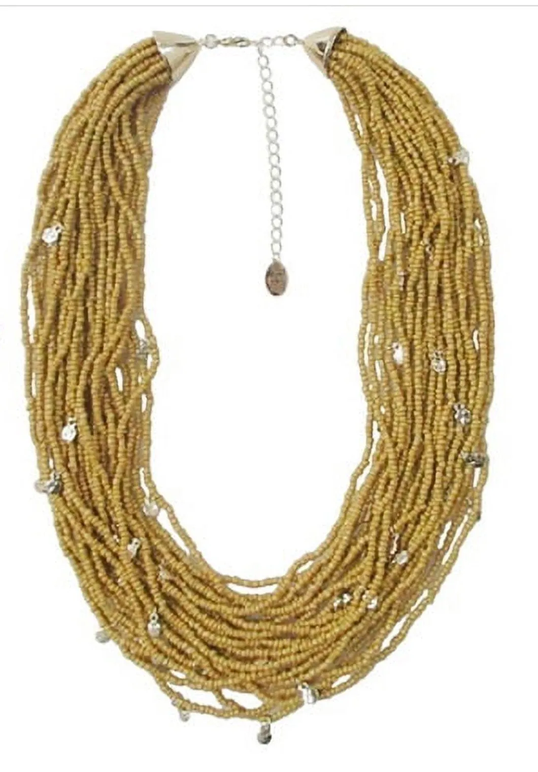 Mustard Yellow Glass Seed beads multi layered necklace #ADX0222715(BOHO)