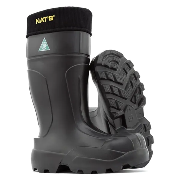 NAT'S EVA Safety Waterproof Boots Black Ultralight with removable felt