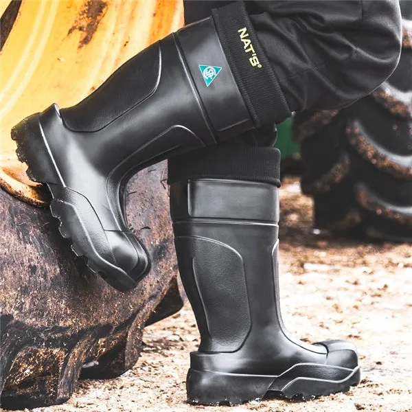 NAT'S EVA Safety Waterproof Boots Black Ultralight with removable felt
