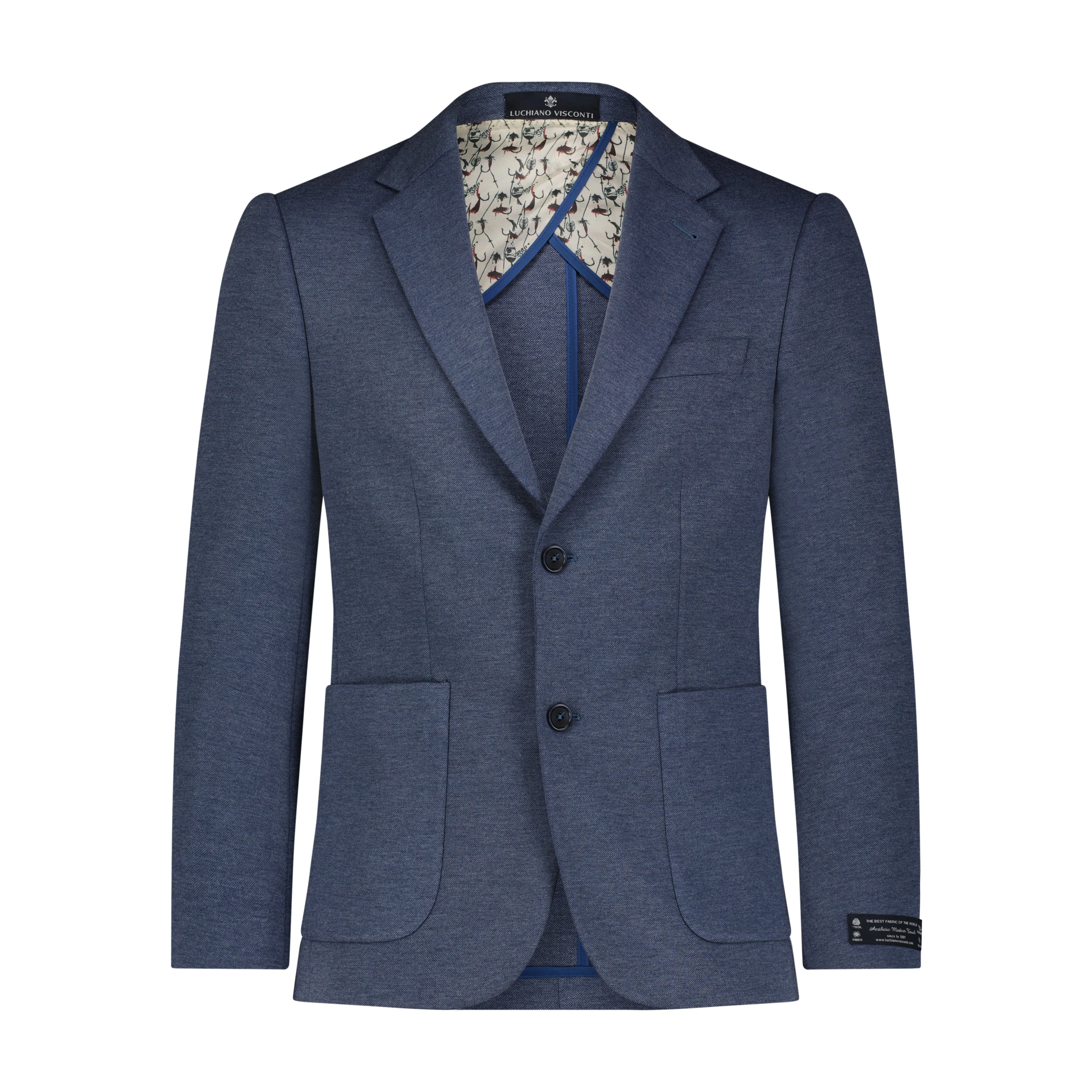 Navy Pique Pin Dot Stretch Two Button Sport Coat