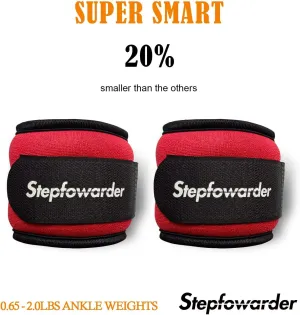 New Retails $59  Stepfowarder Ankle/Wrist Weights a Pair Available in 0.65Lbs, 1.0Lbs, 2.0Lbs, Comfort and Security Perfect for For Women Men Kids, Walking, Dance, Aerobics, Cardio Exercises, Gym, Fitness Workout, Running, Lifting RED