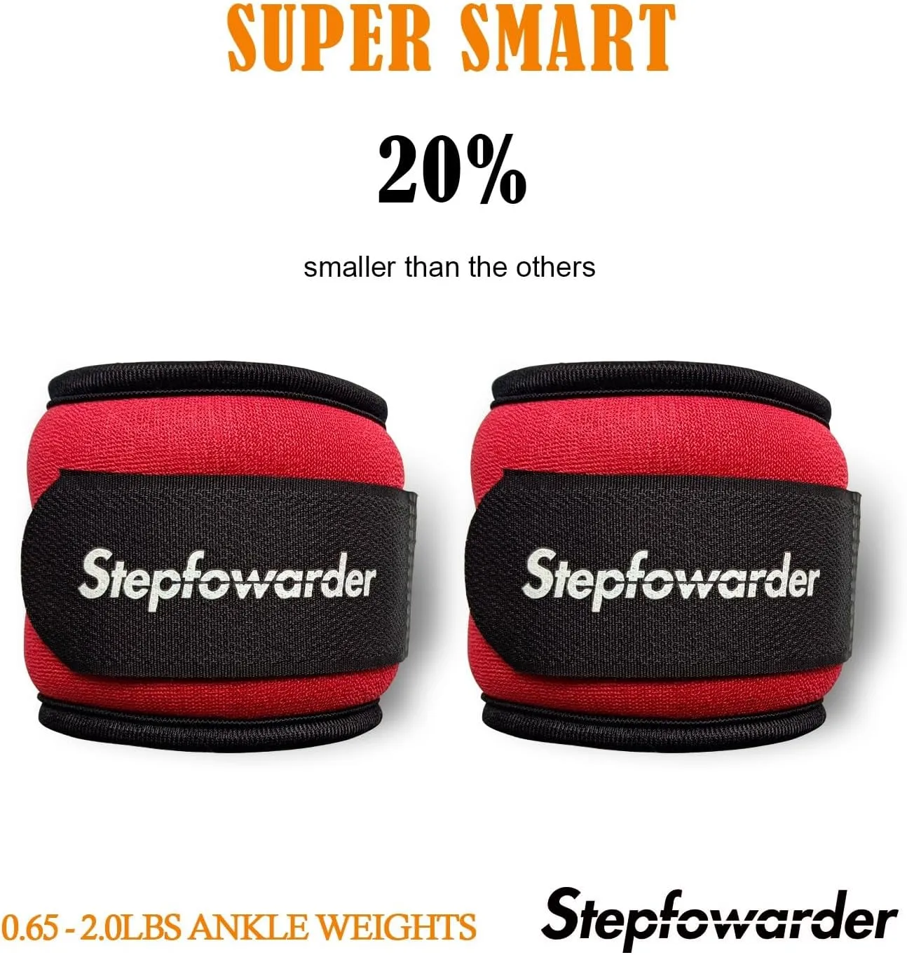 New Retails $59  Stepfowarder Ankle/Wrist Weights a Pair Available in 0.65Lbs, 1.0Lbs, 2.0Lbs, Comfort and Security Perfect for For Women Men Kids, Walking, Dance, Aerobics, Cardio Exercises, Gym, Fitness Workout, Running, Lifting RED