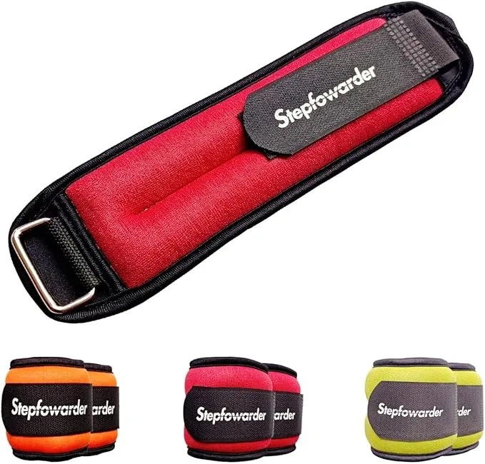 New Retails $59  Stepfowarder Ankle/Wrist Weights a Pair Available in 0.65Lbs, 1.0Lbs, 2.0Lbs, Comfort and Security Perfect for For Women Men Kids, Walking, Dance, Aerobics, Cardio Exercises, Gym, Fitness Workout, Running, Lifting RED
