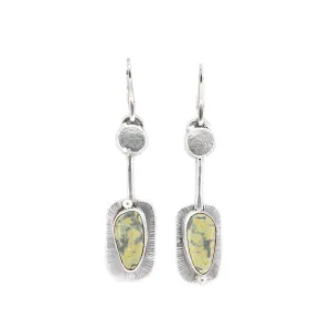 Nora - Tree Frog Variscite Silver Leverback Earrings