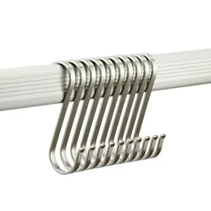 NXG 15 Pack 4.25 Inch 304 Stainless Steel S Flat Hook S Shape Durable Hanging Hooks for Kitchen, Office, Home, Garden, Workplace, Outdoor