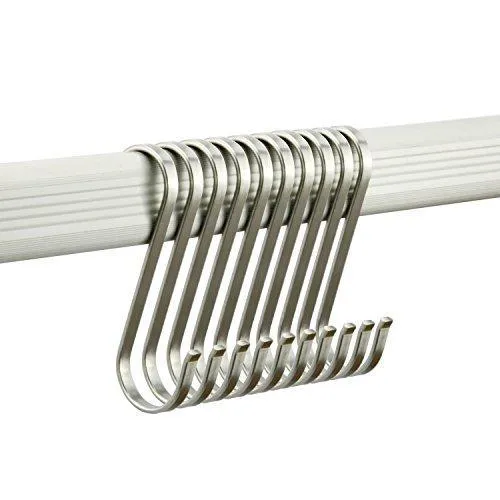 NXG 15 Pack 4.25 Inch 304 Stainless Steel S Flat Hook S Shape Durable Hanging Hooks for Kitchen, Office, Home, Garden, Workplace, Outdoor