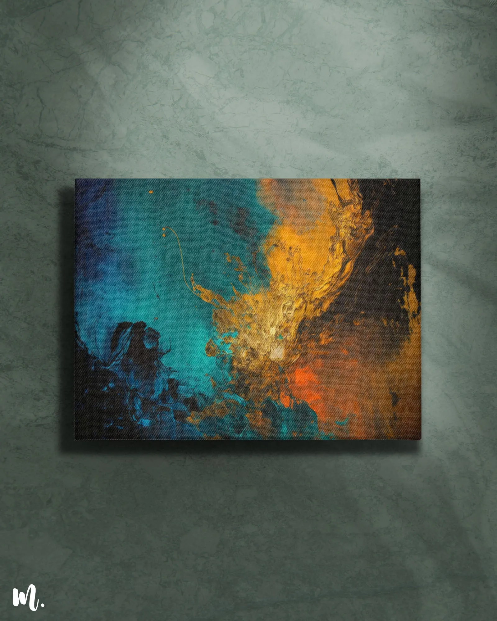 Ocean and fire abstract canvas art