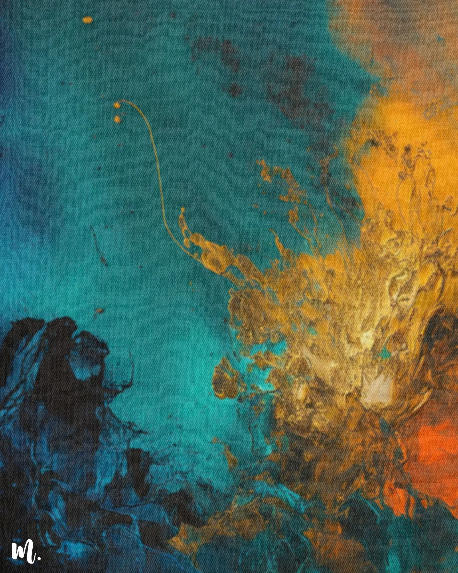 Ocean and fire abstract canvas art