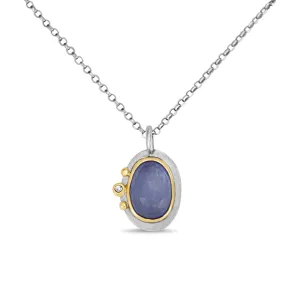 One of a Kind Tanzanite Diamond and 14k Gold Charm Necklace