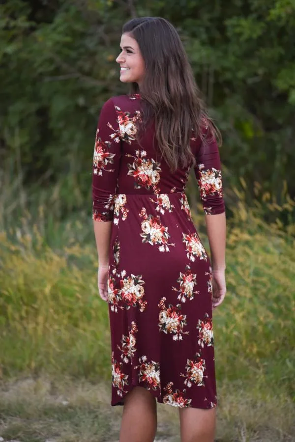 One Track Heart Dress ~ Burgundy