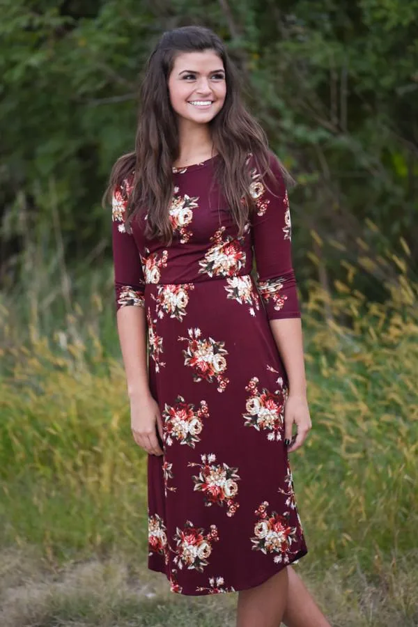 One Track Heart Dress ~ Burgundy