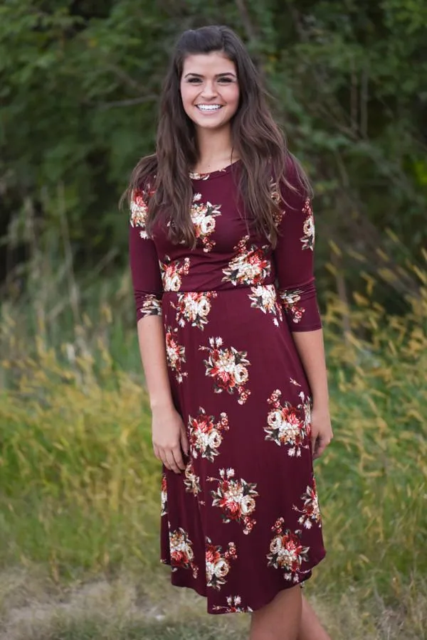 One Track Heart Dress ~ Burgundy