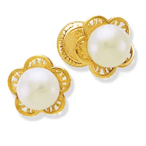 Pearl Flower Design Baby Earrings