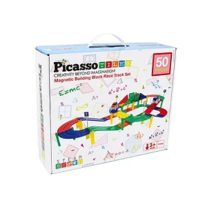 PicassoTiles 50pc Race Track Building Blocks PTR50
