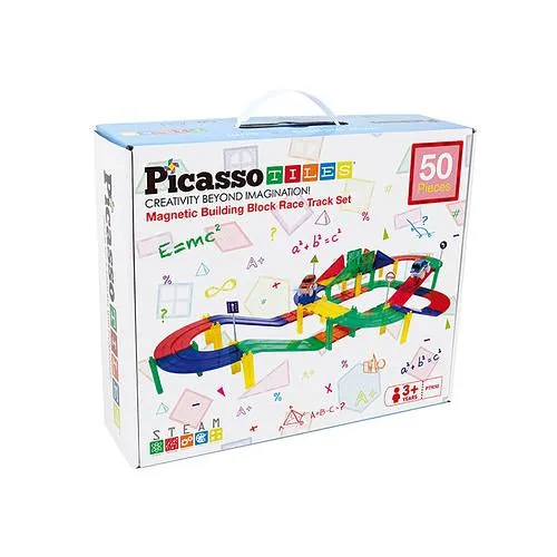 PicassoTiles 50pc Race Track Building Blocks PTR50