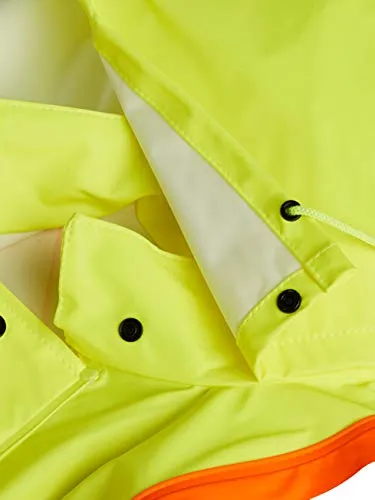 Pioneer V3520160 FR Oil & Chemical Resistant Rain Jacket - Hi-Vis Lightweight, Yellow-Green