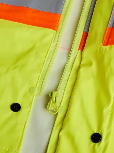 Pioneer V3520160 FR Oil & Chemical Resistant Rain Jacket - Hi-Vis Lightweight, Yellow-Green