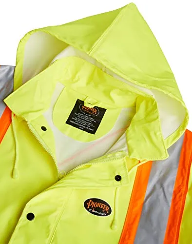Pioneer V3520160 FR Oil & Chemical Resistant Rain Jacket - Hi-Vis Lightweight, Yellow-Green