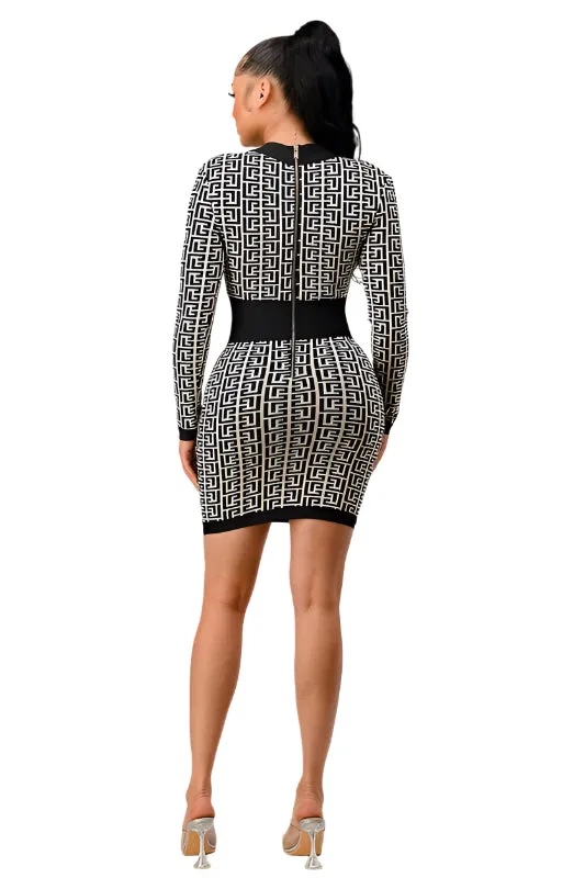 Power Play: Black & White Bodycon Dress