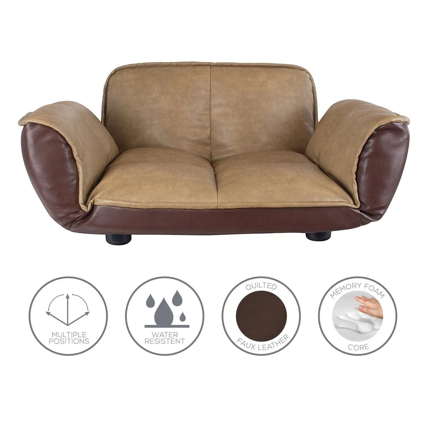 Reclining Pet Sofa With Stylish Water Resistant Faux Leather Finish