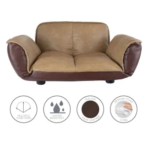 Reclining Pet Sofa With Stylish Water Resistant Faux Leather Finish