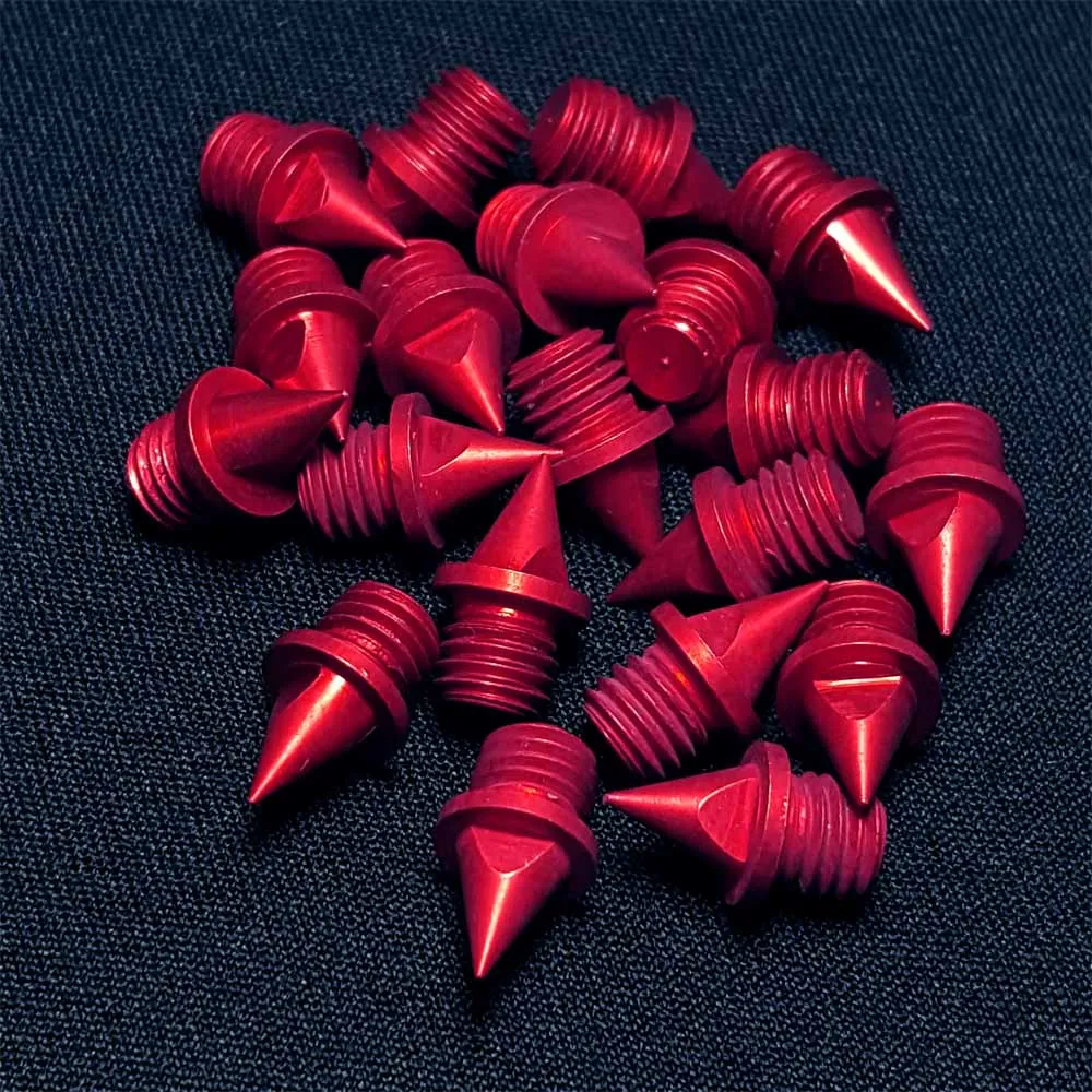 Red 1/4" Pyramid Aluminum Track Spikes